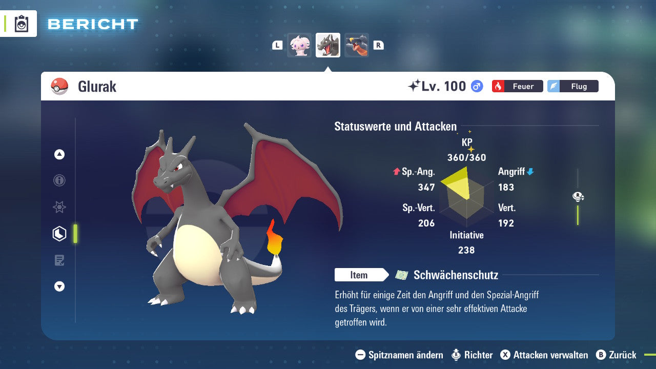 Ranked Team Nr. 1: #006 Glurak #445 Knakrack #448 Lucario PVP ZA