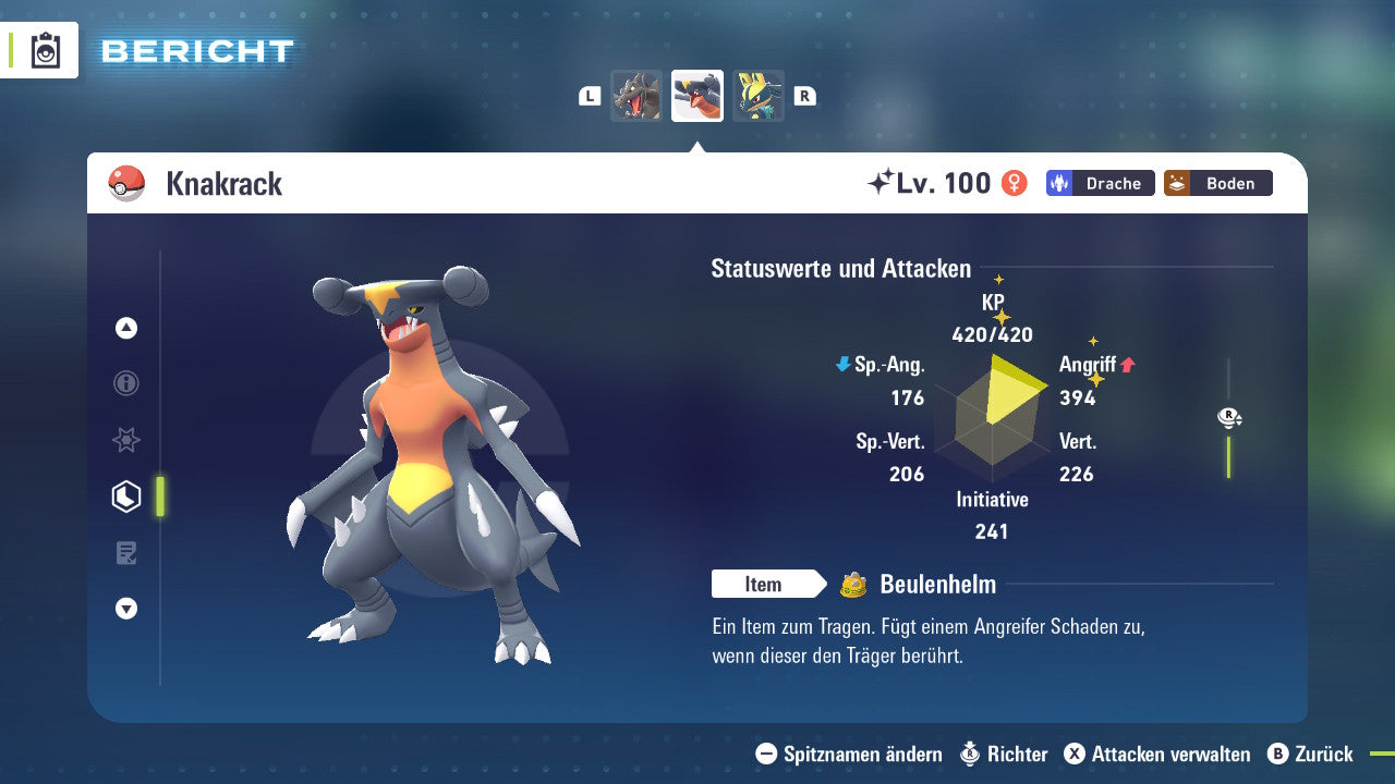 Ranked Team Nr. 1: #006 Glurak #445 Knakrack #448 Lucario PVP ZA