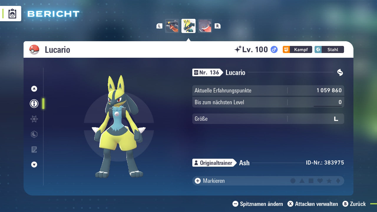 Ranked Team Nr. 1: #006 Glurak #445 Knakrack #448 Lucario PVP ZA