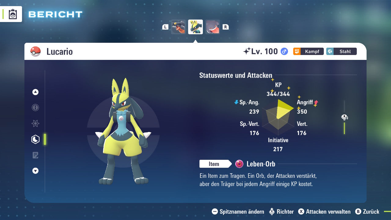 Ranked Team Nr. 1: #006 Glurak #445 Knakrack #448 Lucario PVP ZA