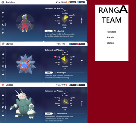 Ranked Team Nr. 11: #701 Resladero #121 Starmie #306 Stolloss PVP ZA