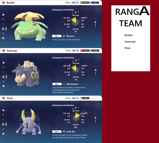 Ranked Team Nr. 13: #003 Bisaflor #323 Camerupt #127 Pinsir PVP ZA