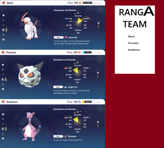 Ranked Team Nr. 21 : #359 Absol #362 Firnontor #181 Ampharos PVP ZA