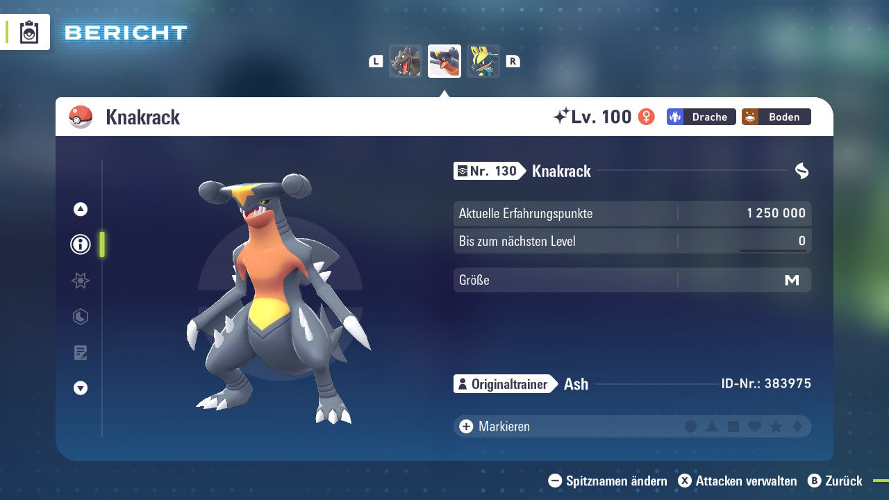 Ranked Team Nr. 1: #006 Glurak #445 Knakrack #448 Lucario PVP ZA