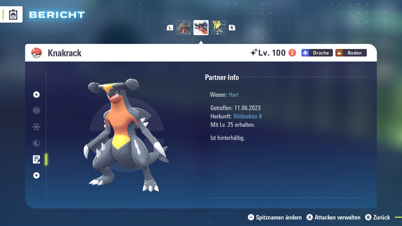 Ranked Team Nr. 1: #006 Glurak #445 Knakrack #448 Lucario PVP ZA