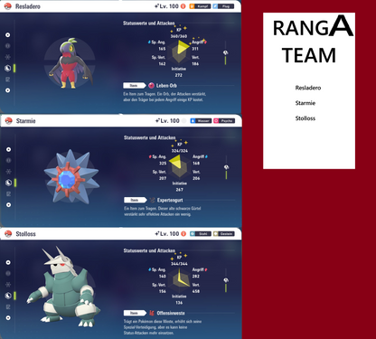 Ranked Team Nr. 11: #701 Resladero #121 Starmie #306 Stolloss PVP ZA