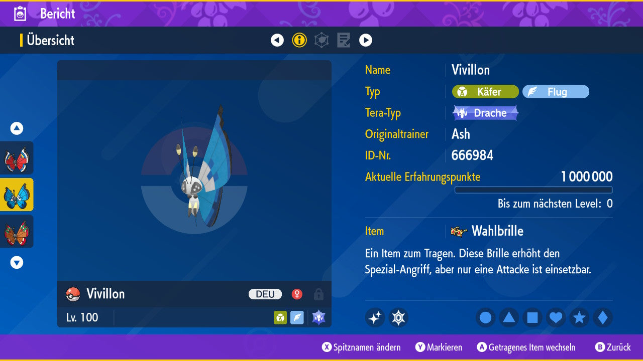 #666 Vivillon Aquamarinmuster PVP SV
